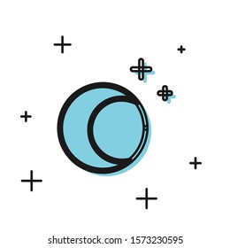 Black Moon and stars icon isolated on white background.  Vector Illustration
