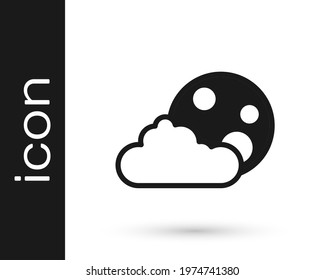 Black Moon and stars icon isolated on white background. Cloudy night sign. Sleep dreams symbol. Full moon. Night or bed time sign.  Vector