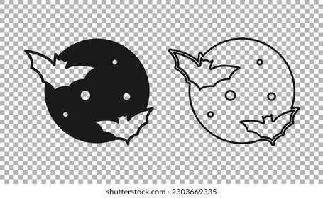 Black Moon and stars icon isolated on transparent background. Cloudy night sign. Sleep dreams symbol. Full moon. Night or bed time sign.  Vector