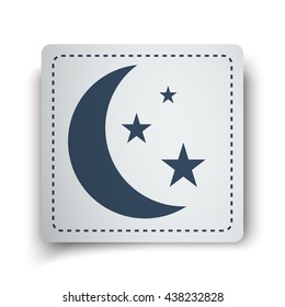 Black Moon And Stars icon on white sticker