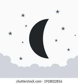 black moon and stars in midnight icon