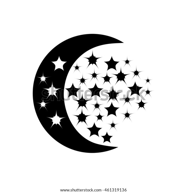 Black Moon Stars On White Background Stock Vector (Royalty Free ...