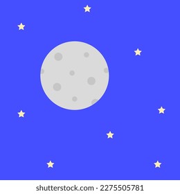 black moon stars sky. Vector illustration.