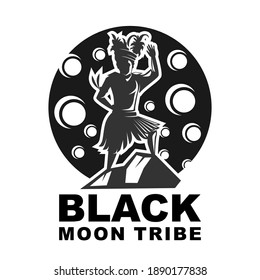 Black Moon Tribe Logo Design Vector