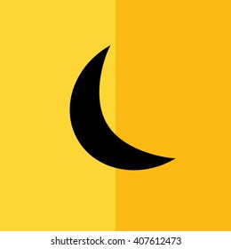 Black moon vector illustration. Yellow background