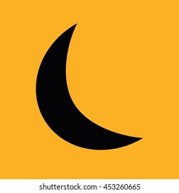 Black moon vector illustration. Yellow background