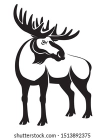 Black moose sign on a white background.