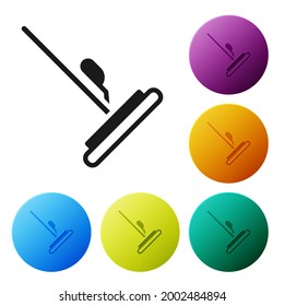 Black Mop icon isolated on white background. Cleaning service concept. Set icons in color circle buttons. Vector