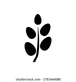 black moringa branch icon, isolated tropical plant with white background vector illustration