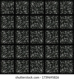 Black mosaic background with gletter elements.  Square ceramic tiles pattern. Seamless vector. Print for wrapping, web backgrounds, scrapbooking, etc. Follow other mosaic patterns in my collections.