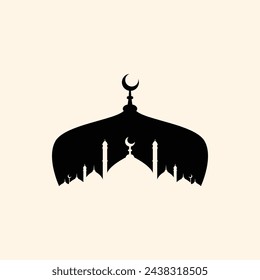 Black Mosque Sillhouette Vector Illustration
