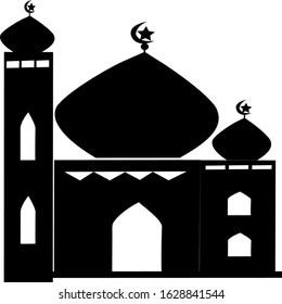 Black mosque vector icons on the white background. Simple illustration mosque elements, editable icons, can be used in logo, UI and web design. Ramadan Kareem mosque Illustration