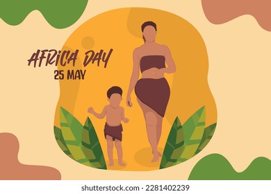 Black mother with her boy flt vector illustration