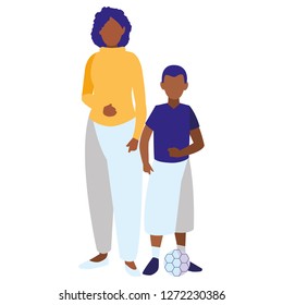 black mother with son characters