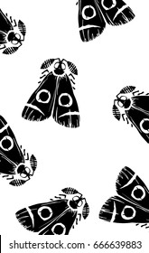 black moths silhouette on white background editable vector