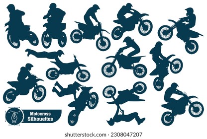 Black Motocross or Bike Silhouettes vector collection