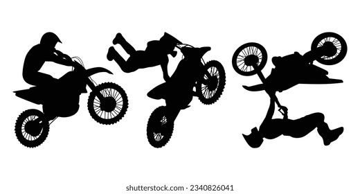 Black Motocross or Bike Silhouettes vector collection