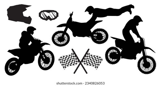 Black Motocross or Bike Silhouettes vector collection