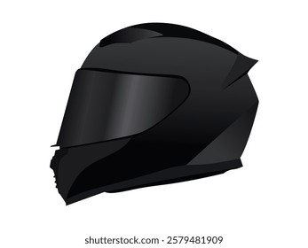 Black motor bike full face helmet side view vector  file free download