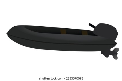 Black motor boat. vector illustration