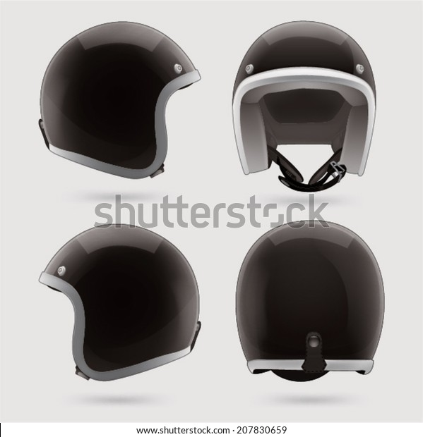 Download Black Motorbike Classic Helmet Front Back Stock Vector ...