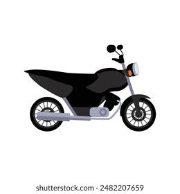 Black motorbike flat vector illustration
