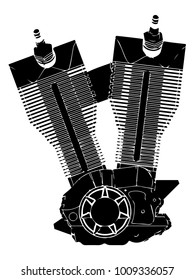 black motorcycle engine on a white background