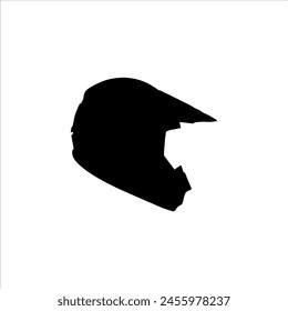 Black motorcycle helmet silhouette isolated on white background. Helmet icon vector illustration.