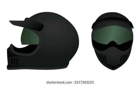 Casco de moto negro. Ilustración vectorial