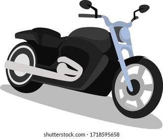 Black motorcycle, illustration, vector on white background