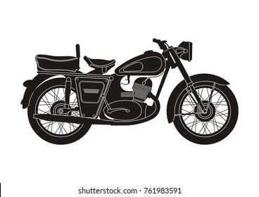 black motorcycle on the white background