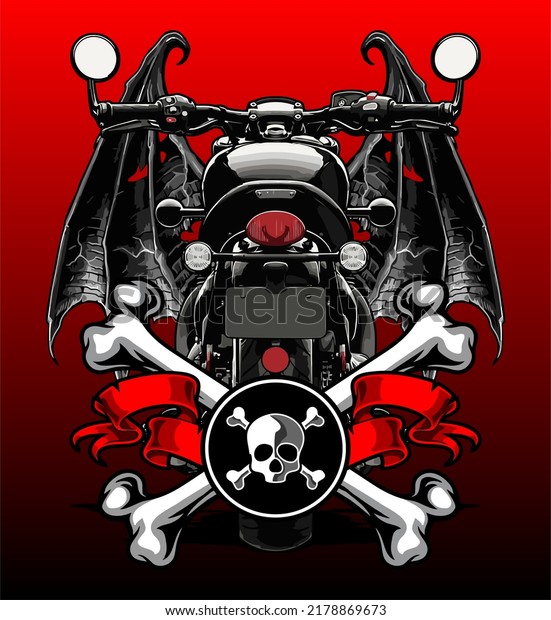black motorcycle\
rear view vector template\
