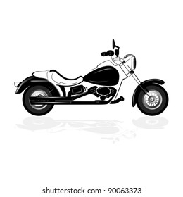 Black motorcycle silhouette isolated on white background