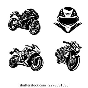 Schwarzes Motorradsilhouette. Vektorgrafik EPS10