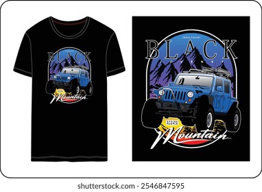 Black Mountain Abenteuer, Vektorgrafik Grafikdesign auf Shirts.