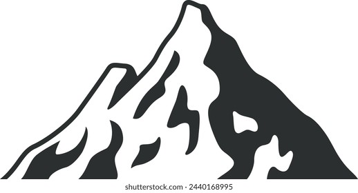 Dibujo de montaña negro. Icono de pico alto. Logotipo de viaje