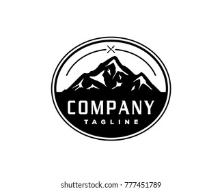 Black Mountain with Fork and Knife Cross Classic Circle Logo Vintage