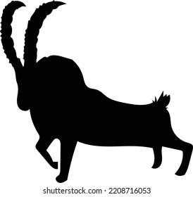 Black Mountain Goat Silhouette Vector Logo