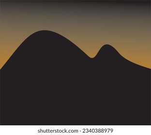 black mountain landscape silhouette with morning sun rays effect
