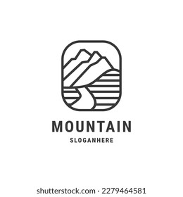 Black mountain logo design template line style .