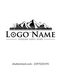 Black mountain logo design template
