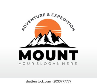 Black Mountain Logo. Mountain Logo design vector silhouette