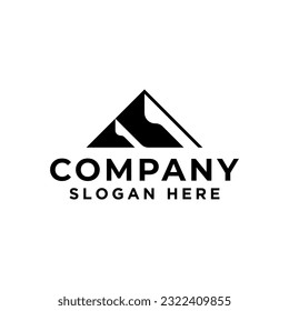 icono del logo de la montaña negra y vector