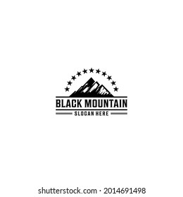 black mountain logo with black mountain illustration and added stars