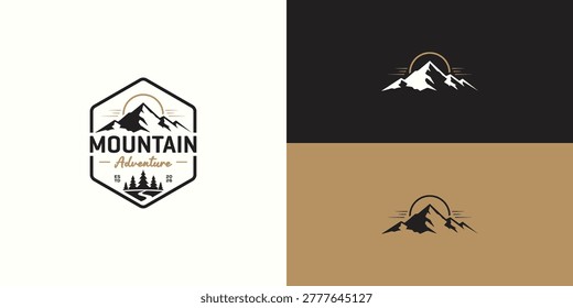 Black mountain logo with peaks silhouette