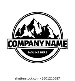 black mountain logo round vector design illustration