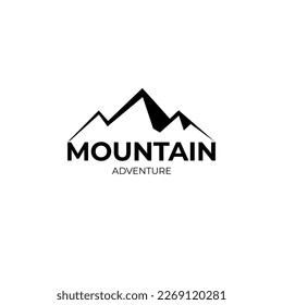 Black mountain minimalist logo design template suitable for adventure logos, labels, stickers, etc.