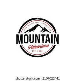 Black Mountain Nature with hand draw style Illustration Symbol Vintage Logo Circle Vector