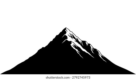 Black mountain peak with snow high