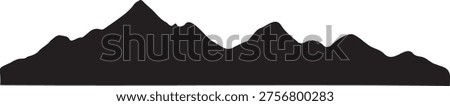 Black Mountain Range Silhouette Isolated on White Background - Minimalist Landscape Vector Illustration.